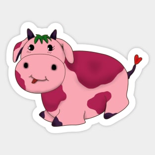 Adorable Strawberry Cow Pillow Pet Sticker